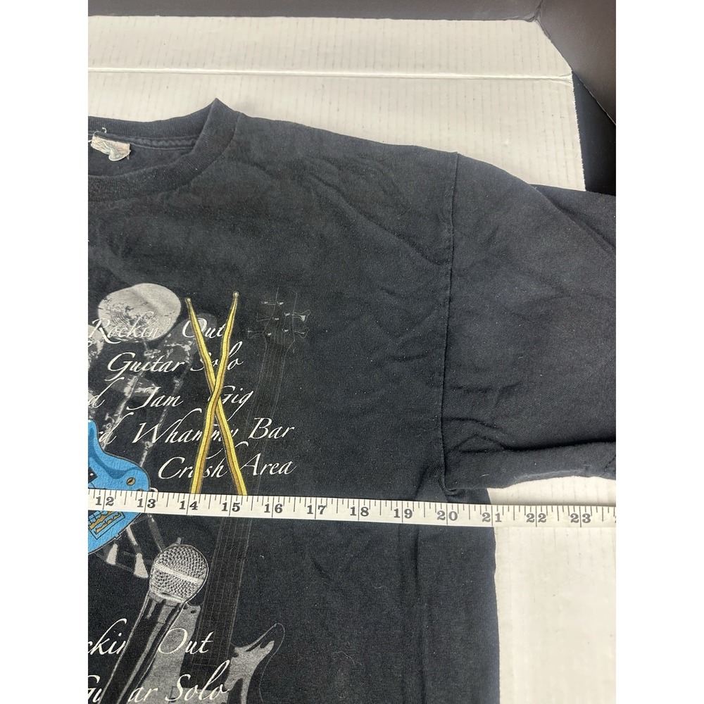 Mens Tee T Shirt Black‎ Large Rockin' Out ELECTRIC Turquoise GUITAR JAM* - Picture 6 of 7
